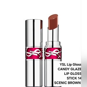 YSL Lip Gloss CANDY GLAZE LIP GLOSS STICK 14 SCENIC BROWN